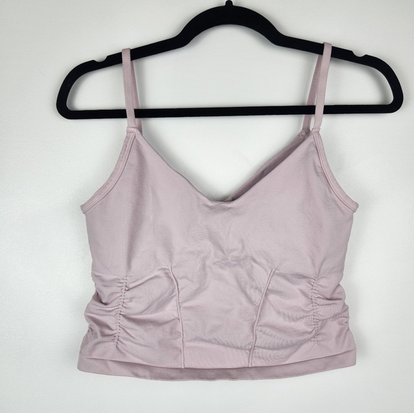 Free People Good Karma Rouched Cropped Tank Pink Size M/L - Picture 1 of 5